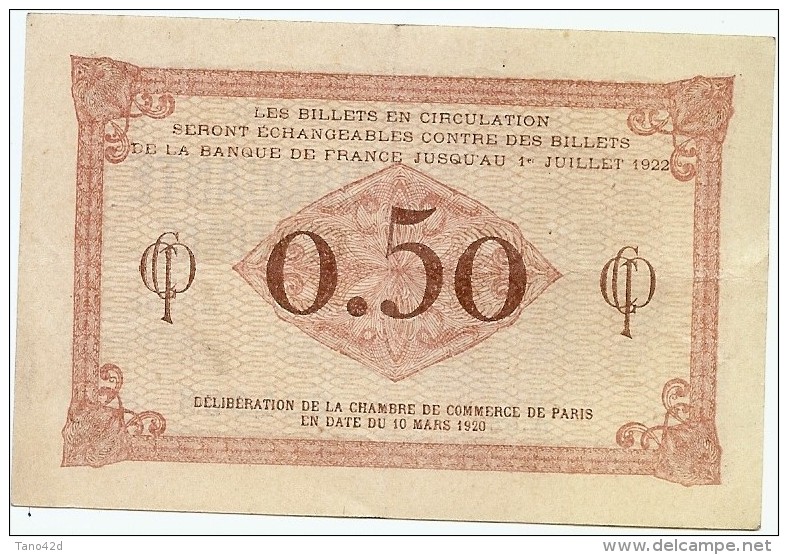 LBR20 - 3 BILLETS DE LA CHAMBRE DE COMMERCE DE PARIS DELIBERATION 10 MARS 1920 - Chamber Of Commerce