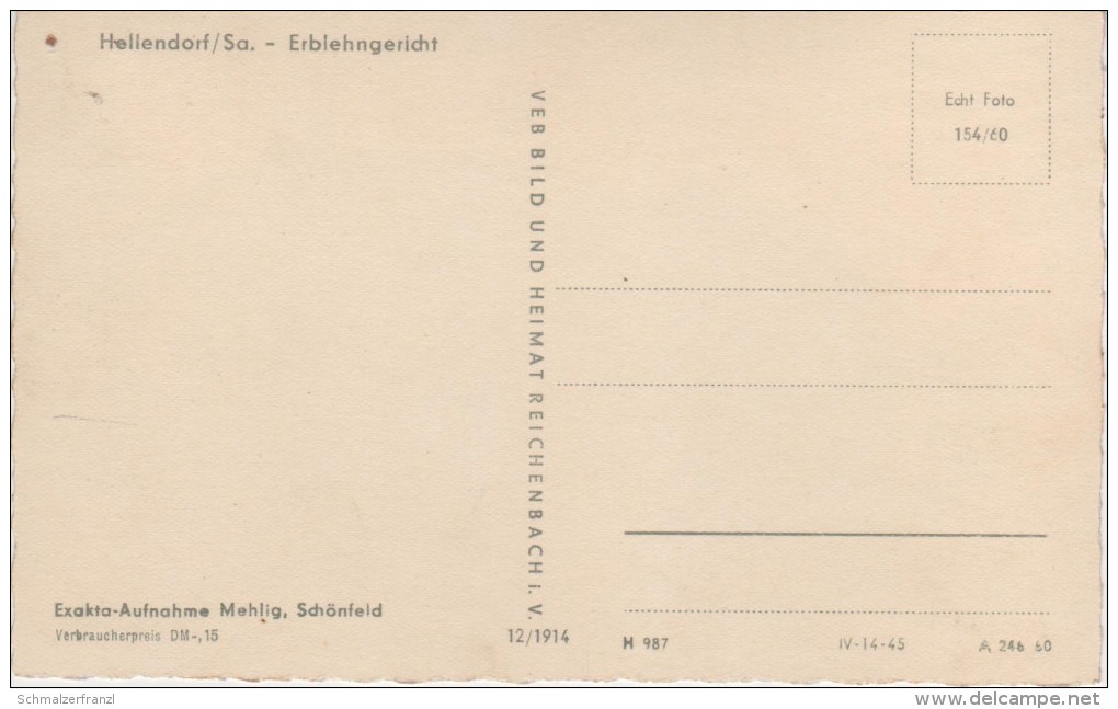 AK Hellendorf Gasthof Erbgericht Bus Gottleuba Berggiesshübel Bahratal Markersbach Oelsen Rosenthal Bielatal Peterswald - Markersbach