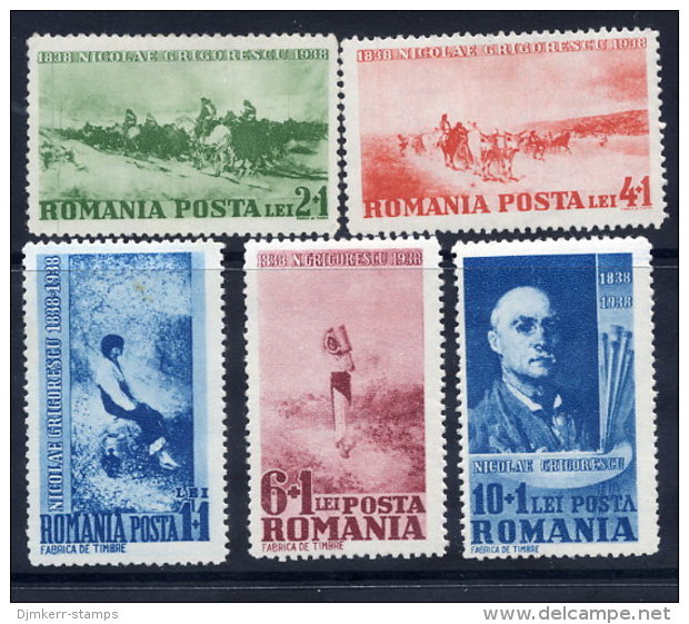 . ROMANIA 1938 Grigorescu Centenary Set  MNH / **.  Michel 564-68 - Unused Stamps