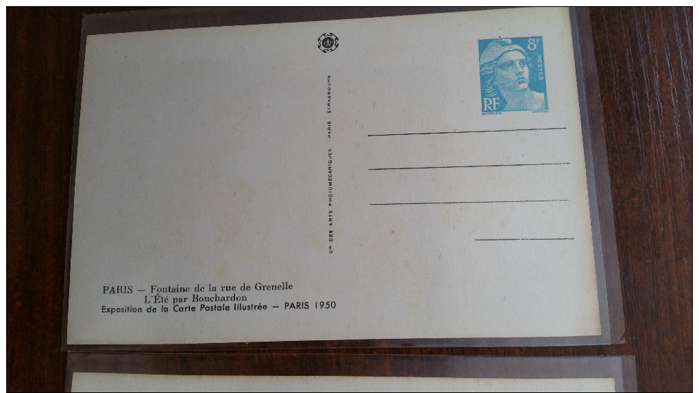 3 DOCUMENTS FRANCE ENTIER POSTAL MARIANNE DE GANDON 8 Francs EXPOSITION PARIS 1950 AUTOMNE ETE PRINTEMPS/FREE SHIPPING R - Altri & Non Classificati