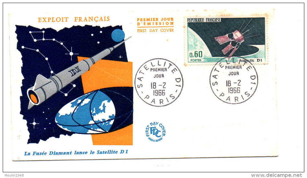 FDC France Lancement Du Premier Satellite National à Hammaguir Sahara Satellite A1 Y.T. N°1464  75 Paris - 1960-1969