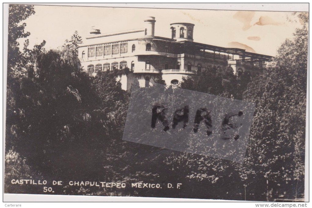 CARTE PHOTO,AMERIQUE,MEXIQUE,MEXICANOS,MEXICO,CASTILLO DE CHAPULTEPEC,DE BERNARDO DE GALVEZ,SOMMET COLLINE,IL Y A 65 ANS - Mexiko