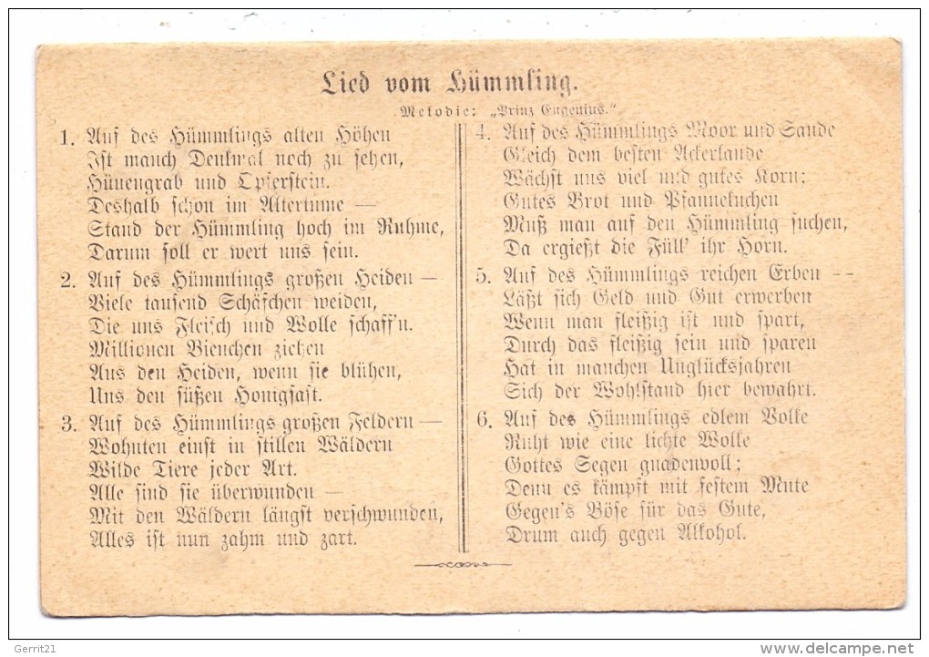 4475 SÖGEL, Lied Vom Hümmling, Klapp-Karte, 1920 - Meppen