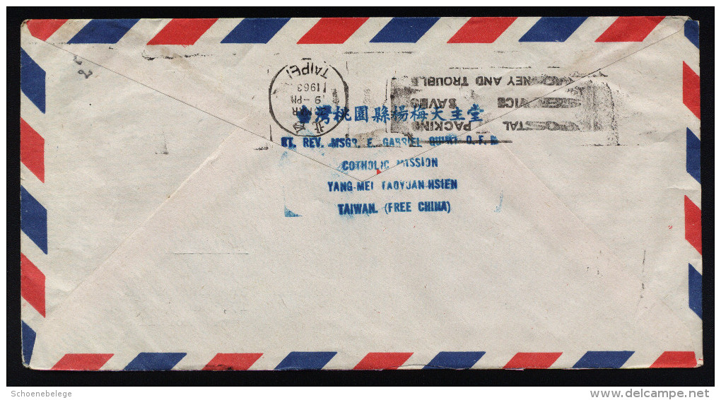 A4120) China Taiwan Airmail Cover From Cotholic Mission 03/20/1963 To France - Briefe U. Dokumente