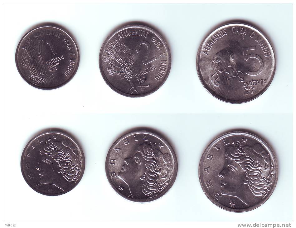 Brazil 1975-1978 3 Coins F.A.O. - Brésil
