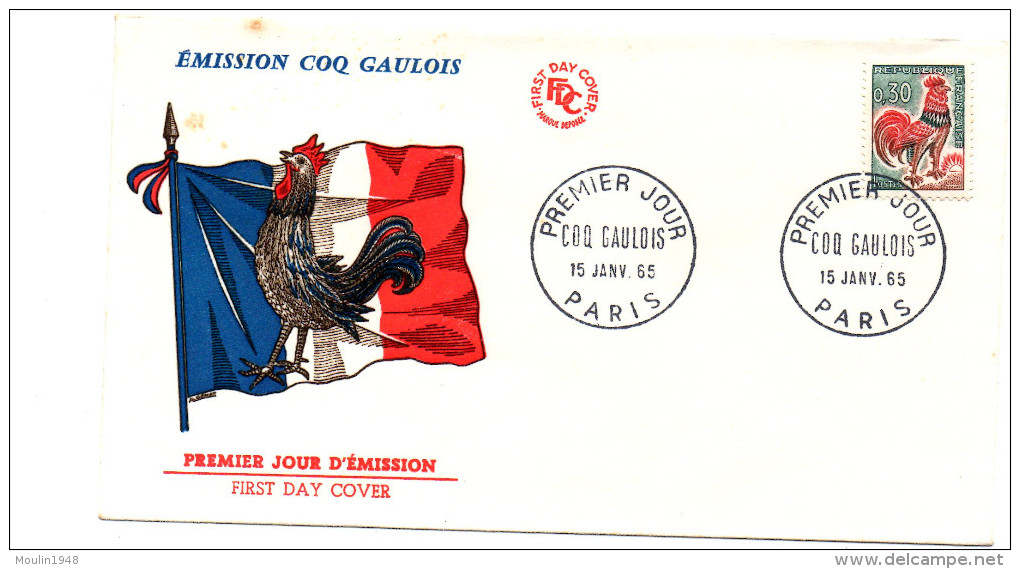 FDC France Coq Decaris  Y.T. N° 1331a    75 Paris - 1960-1969