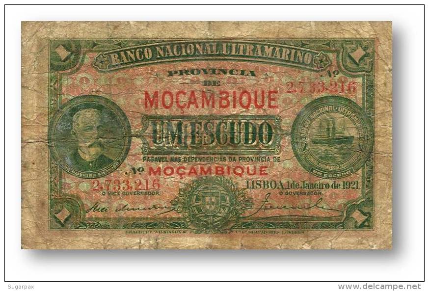MOZAMBIQUE - 1 ESCUDO - 01.01.1921 - P 66.b - F. De OLIVEIRA CHAMIÇO - PORTUGAL - Mozambique