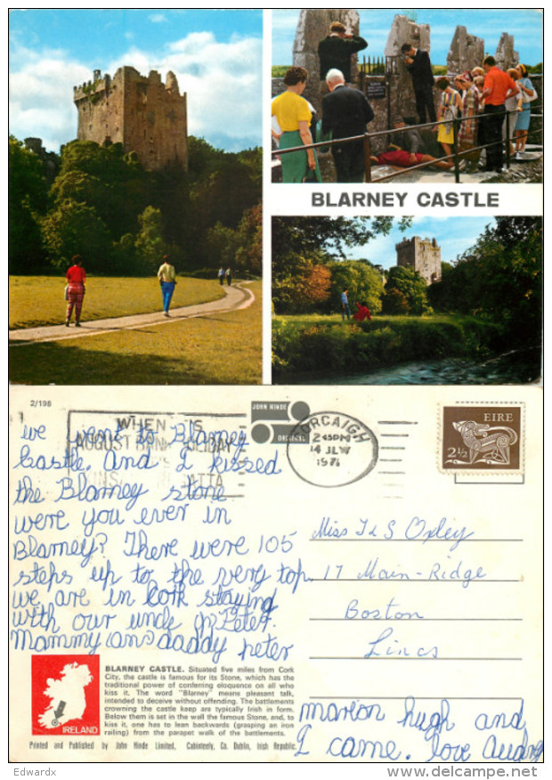 Blarney Castle, Cork, Ireland Postcard Posted 1971 Stamp - Cork