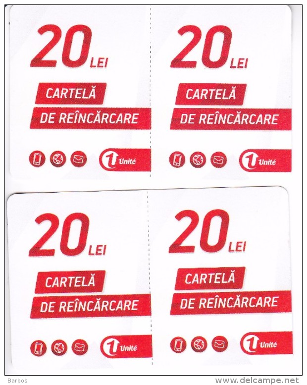 Moldova   Moldavie  Moldau ,  Prepaid Phonecards -  Unlte ,Tipe 2,  4 Ex. X 20 Lei , Paper , Used - Moldavie