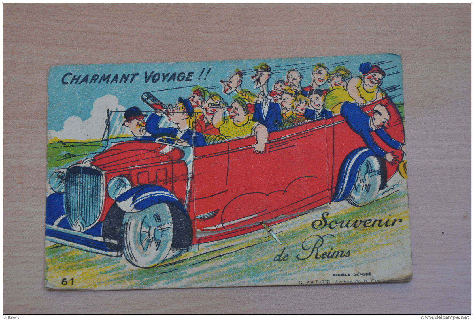 REF 258  : CPA Carte à Système Charmant Voyage Souvenir De Reims - Met Mechanische Systemen