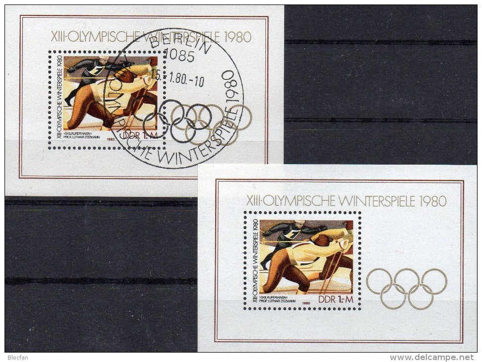 Gemälde Ski-Lauf Winter-Olympiade DDR Block 57 **/SST 5€ Lake Placid 1980 Hoja Hb Blocs Olympic Sport Sheets Bf Germany - Moderne