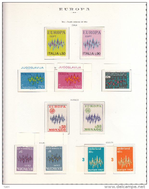 Europa CEPT (1972) - Annata Completa ** Complete Year Set ** - Années Complètes