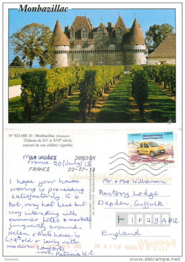 Chateau, Monbazillac, France Postcard Posted 2013 Stamp - Autres & Non Classés