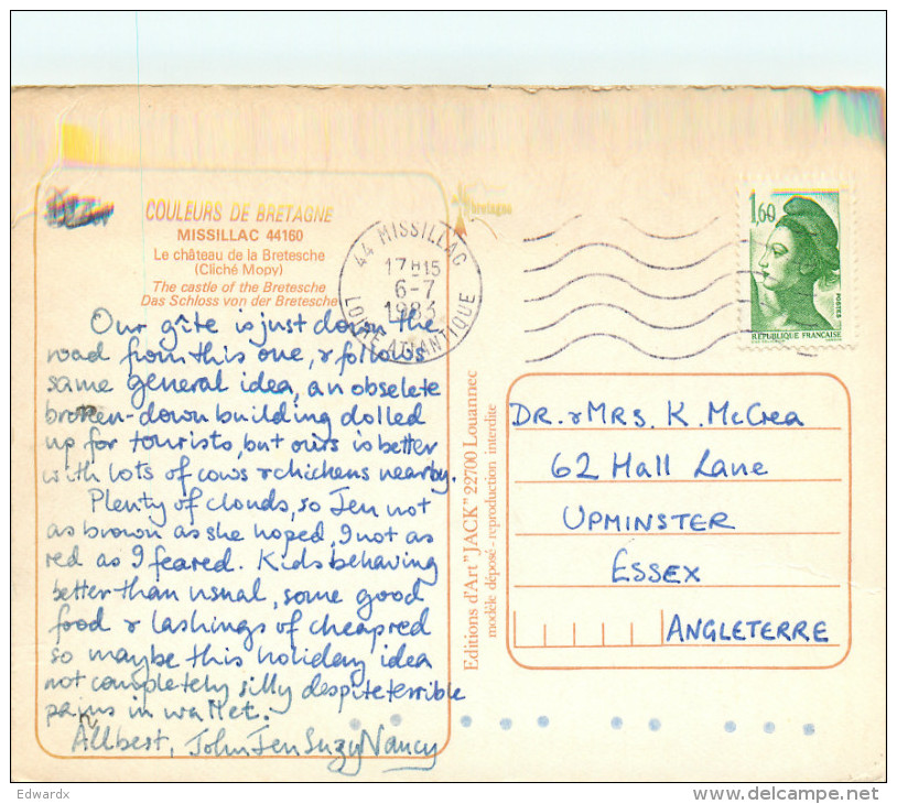 Chateau, Missillac, France Postcard Posted 1983 Stamp - Autres & Non Classés
