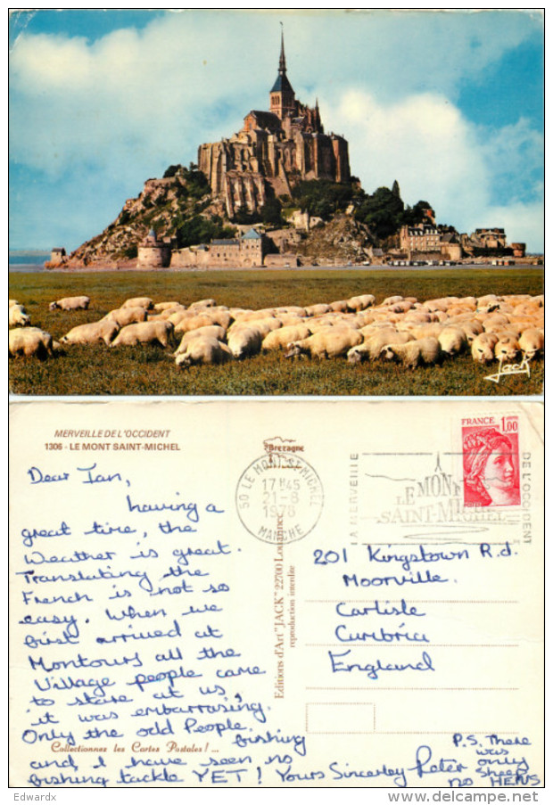 Le Mont Saint-Michel, Manche, France Postcard Posted 1978 Stamp - Le Mont Saint Michel