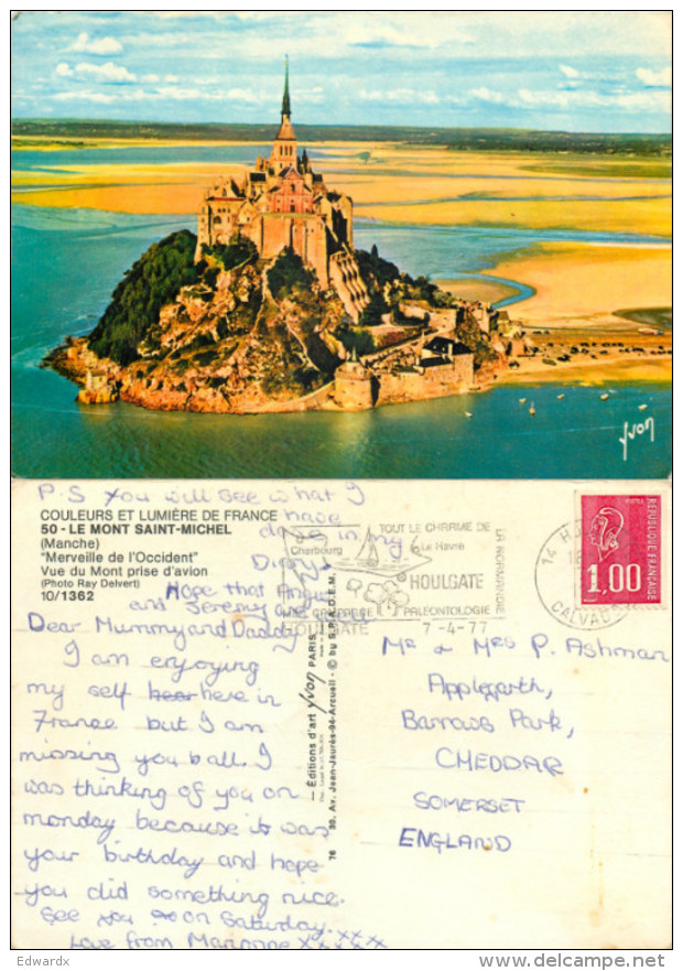 Le Mont Saint-Michel, Manche, France Postcard Posted 1977 Stamp - Le Mont Saint Michel