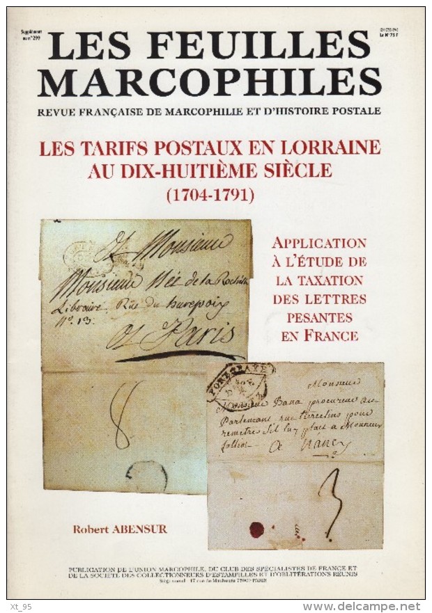 Les Tarifs Postaux En Lorraine - 48 Pages - Supplement Feuilles Marcophiles - Frais De Port 1.50 Euros - Autres & Non Classés