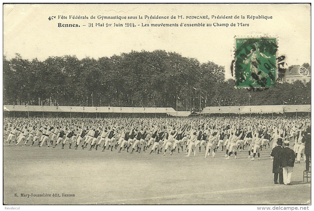 RENNES - 40è Fête De Gymnastique...31 Mai 1er Juin 1914 - Les Mouvements D'ensemble Au Champs De Mars..... - Rennes