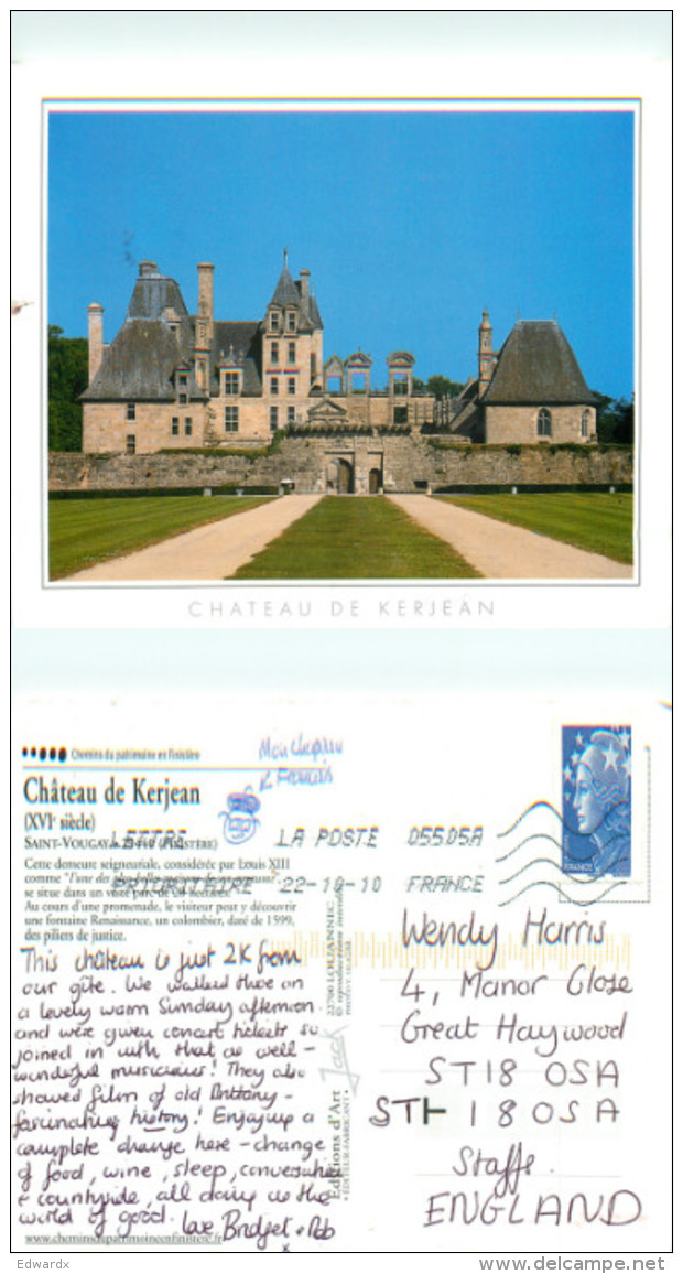 Chateau De Kerjean, France Postcard Posted 2010 Stamp - Autres & Non Classés