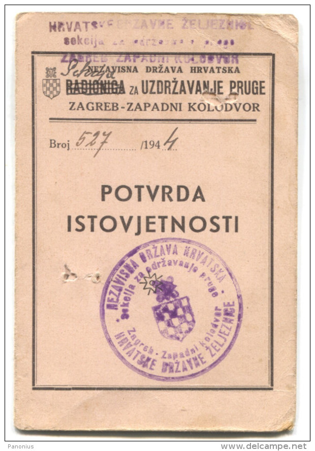 CROATIA, NDH Period, WW2, 1944. - Federal Railway, Bundesbahn, Booklet - Historische Dokumente