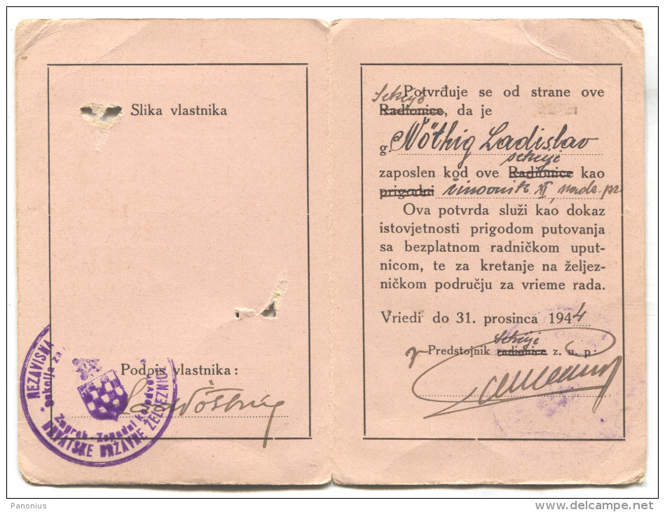 CROATIA, NDH Period, WW2, 1944. - Federal Railway, Bundesbahn, Booklet - Historische Dokumente