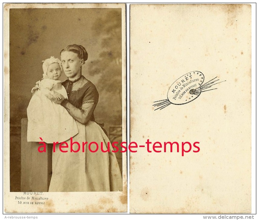 CDV Mode Second Empire-femme Et Son Bébé-photo Mouret Peintre De Miniatures  59 Rue De Rivoli à Paris - Anciennes (Av. 1900)