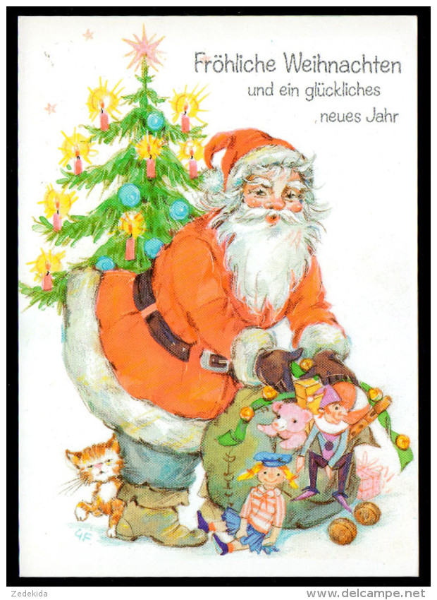 5578 - Alte Glückwunschkarte - Weihnachten - Weihnachtsmann Geschenke - GF - Santa Claus