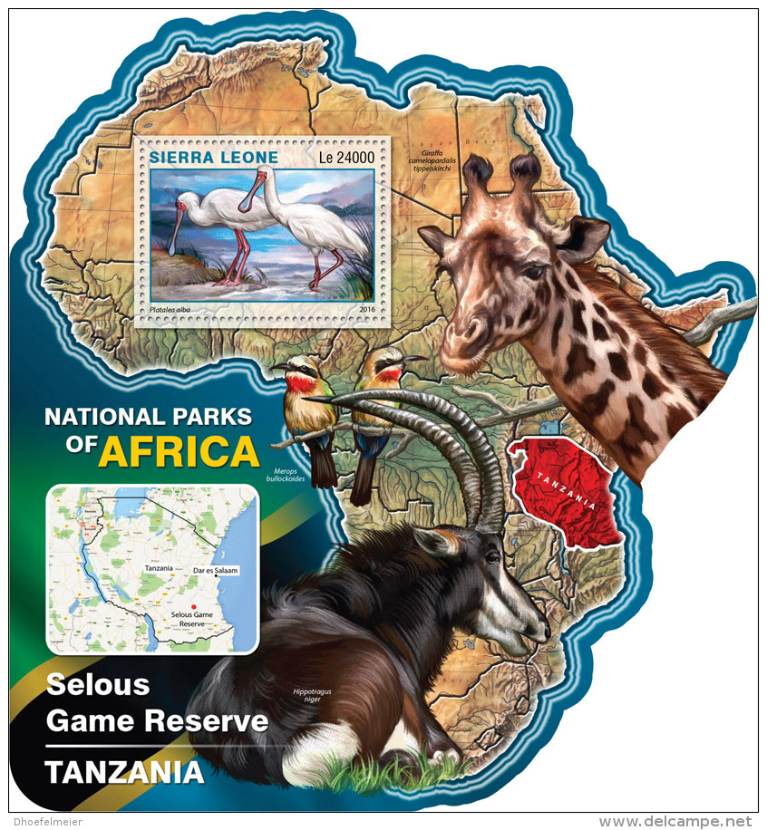 SIERRA LEONE 2016 ** Selous Game Reserve Tanzania S/S - OFFICIAL ISSUE - A1630 - Geography