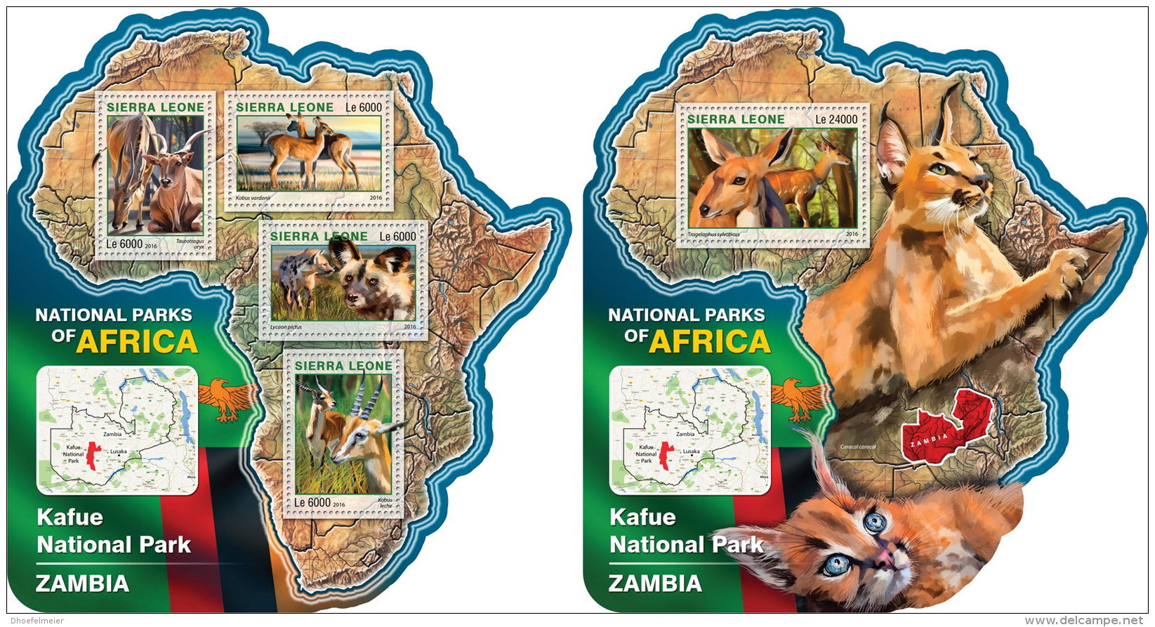 SIERRA LEONE 2016 ** Kafue National Park Zambia M/S+S/S - OFFICIAL ISSUE - A1630 - Geography