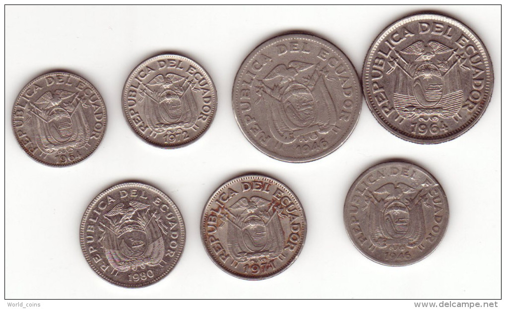 Ecuador. Set Of 7 Coins 1946-1980 - Ecuador