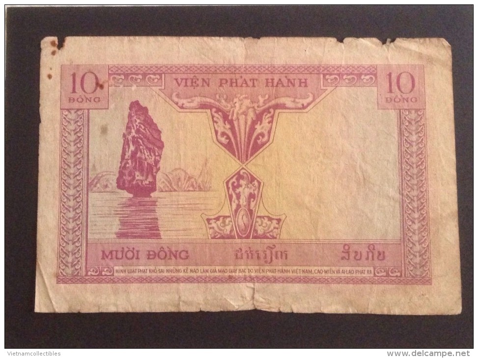 Indochine Indochina Vietnam Viet Nam Laos Cambodia 10 Piastres VF Banknote 1953 - Pick # 107 / 02 Images - Indochine