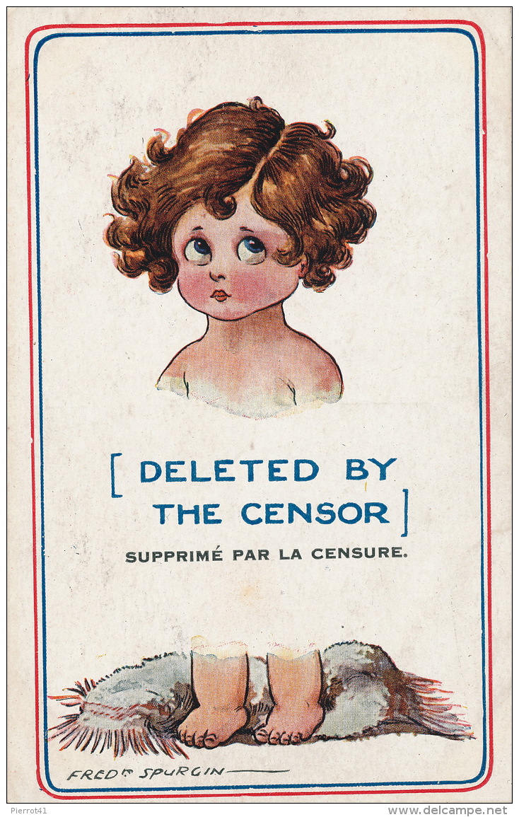 ENFANTS - LITTLE GIRL -  Jolie Carte Fantaisie Petite Fille Nue "DELETED BY THE CENSOR" - Signée FRED SPURGIN - Spurgin, Fred