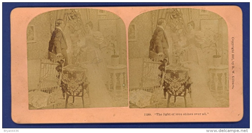 USA - PHOTO STEREO -"COUPLE - LES LUMI7RES DE L'AMOUR"- 1897 - PHOTO N°11568 - W. KILBURN - Photos Stéréoscopiques