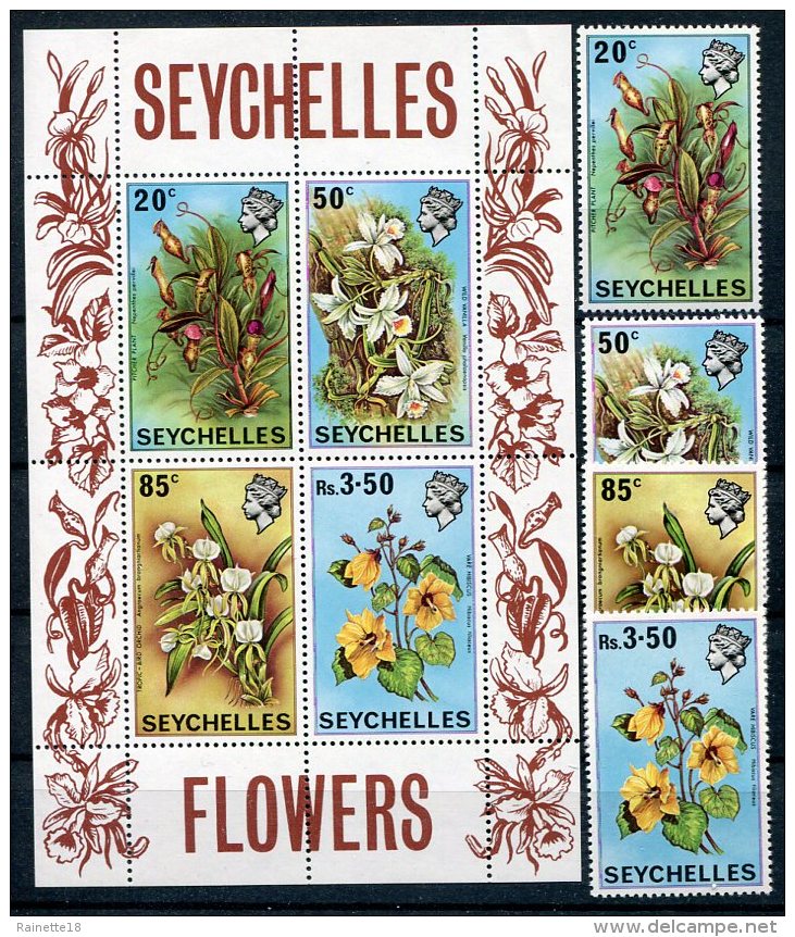 Seychelles          275/278  **  +  Bloc  1 **    Fleurs/flowers - Seychelles (1976-...)