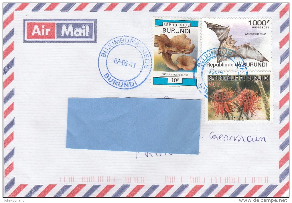 Z3] Enveloppe Cover Burundi Chauve-souris Bat Champignon Mushroom Fleur  Flower - Bats