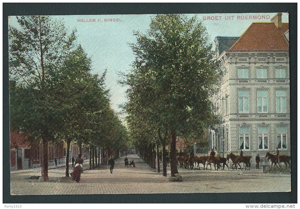 Groet Uit Roermond. Willem II   Singel. Gendarmes à Cheval. Belle Carte Animée. 2 Scans. - Roermond