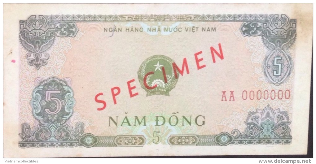 Vietnam Viet Nam 5 Dong VF SPECIMEN Banknote 1976 - P#81 - RARE / 02 Images - Indocina