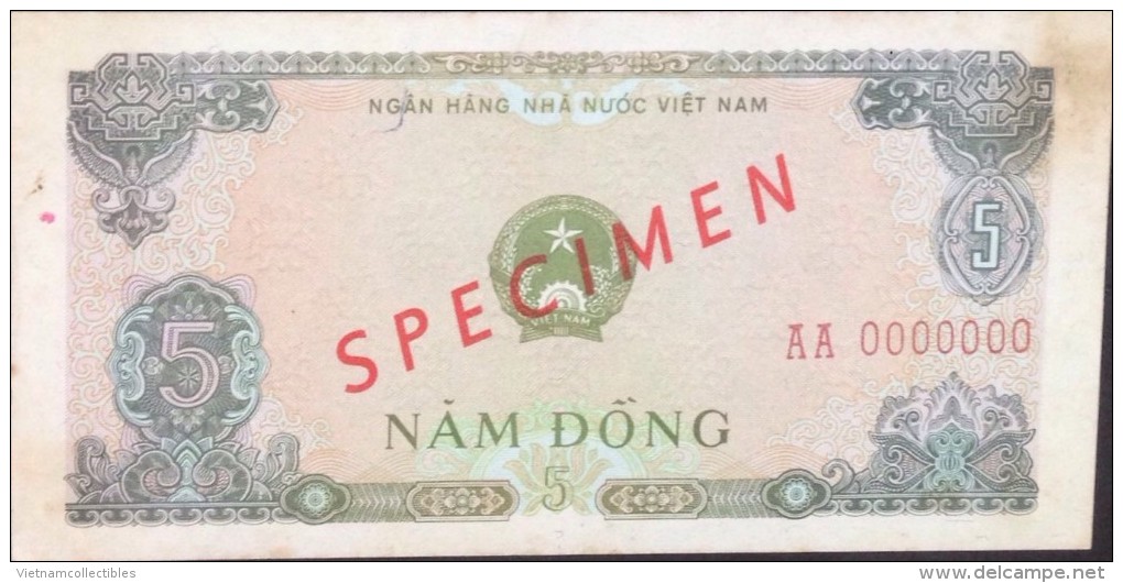 Vietnam Viet Nam 5 Dong VF SPECIMEN Banknote 1976 - P#81 - RARE / 02 Images - Indochine
