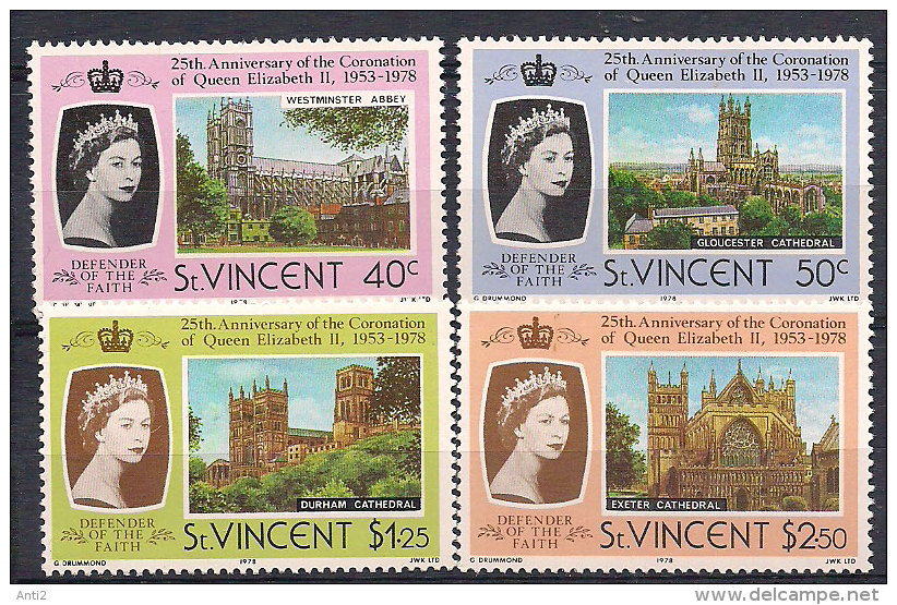 St. Vincent 1978 25 Years Coronation Jubilee, Mi 499-502  MNH(**) - St.Vincent (...-1979)