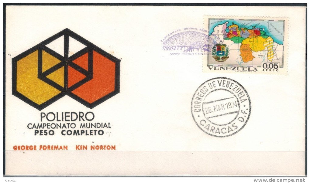 VENEZUELA 1974 - Beleg Mit MiNr: 1838  Boxkampf Foreman-Norton - Venezuela