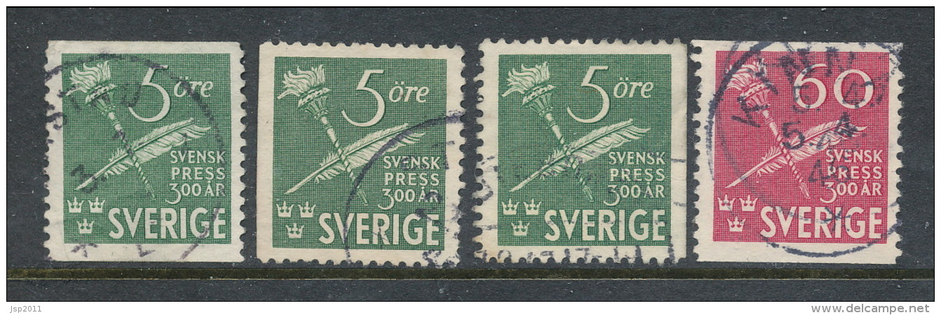 Sweden 1945, Facit # 359-360. Tercentenary Of Swedish Press. Used - Oblitérés