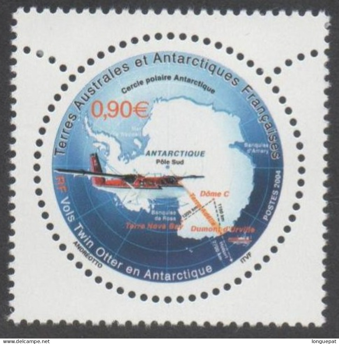 TAAF :Aviation - Vols "Twin Otter" En Antarctique - 1vion, Carte Avec Tracé Des Vols - - Unused Stamps