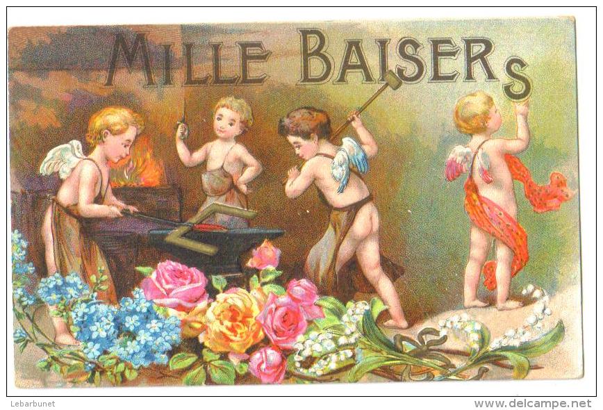 Carte Postale Ancienne Petits Anges   Mille Baisers - Anges