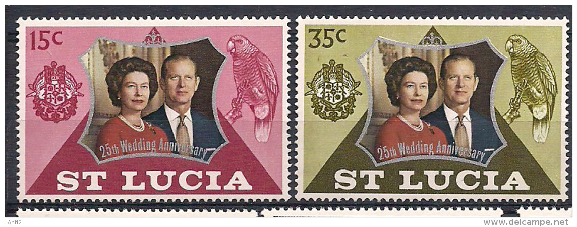 St. Lucia 1972 Silver Wedding, Mi 320-321  MNH(**) - St.Lucia (...-1978)