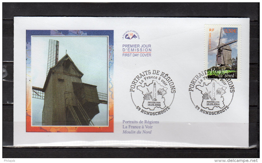 FRANCE 2004 : Enveloppe 1er Jour N° YT 3706 " LA FRANCE A VOIR 2004 : MOULIN DU NORD " En Parf état. FDC - Mühlen