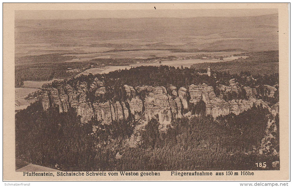 AK Sächsische Schweiz Pfaffenstein Fliegeraufnahme Luftbild A Pfaffendorf Gohrisch Königstein Blauer Stern 38. Wandertag - Kleinhennersdorf