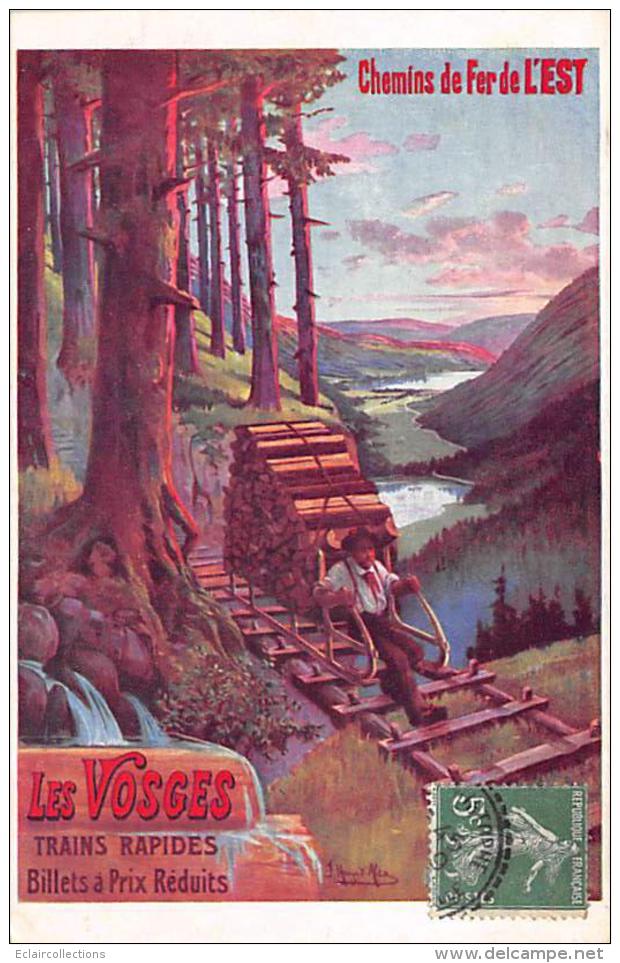 Publicité: Thème: Affiche. Illustrée Par Hugo D'Alési.  Chemin De Fer De L'Est.  Les Vosges. Schlitteur - Publicité