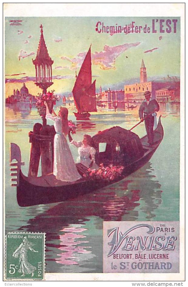 Publicité: Thème: Affiche. Illustrée .  Chemin De Fer De L'Est.  Venise - Publicité