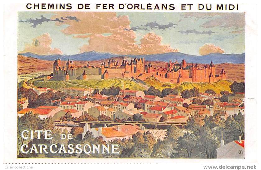 Publicité: Thème: Affiche. Illustrée  Chemin De Fer D'Orléans Et Du Midi. Carcassonne - Publicité