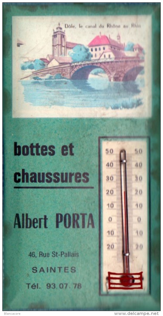 SAINTES  Albert Porta Chaussures THERMOMETRE PUBLICITAIRE Tôle Carton Glaçoïde - Autres & Non Classés